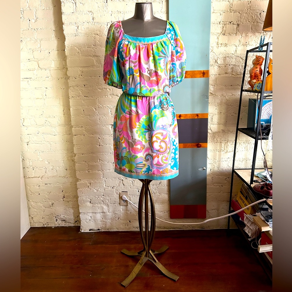 Trina Turk Silk Pastel Paisley Floral Dress Size 4